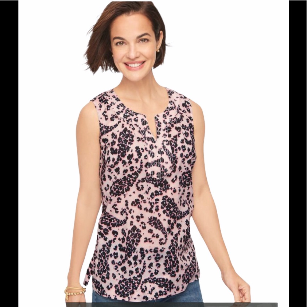 NEW TALBOTS: COTTON TRAPUNTO POPOVER - LEOPARD PAISLEY